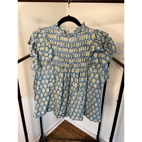 Oliphant Pintuck Ruffle Sleeve Blouse size XL - Picture 2 of 6